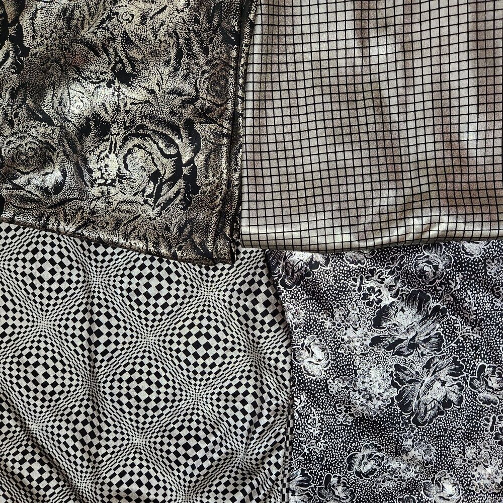 Lot Of 4 Medium Metallic Tops Illusions & Floral Patterned Rare Hard To Find